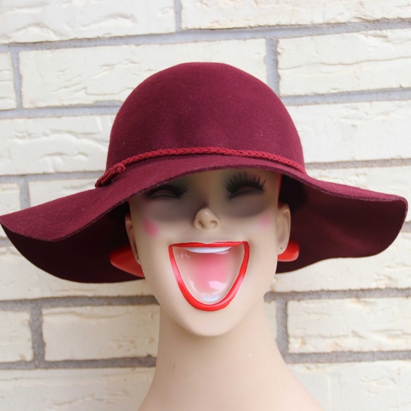 H&M Accessories - H&M Wool Floppy Hat Burgundy Festival Braid L 58